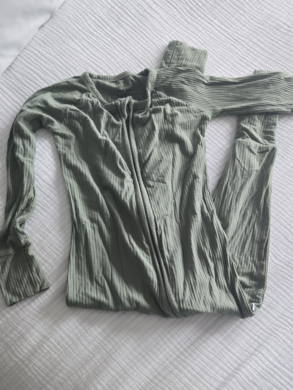 Little Sleepies Two-Way Zippy in Moss Ribbed — 2T | EUC